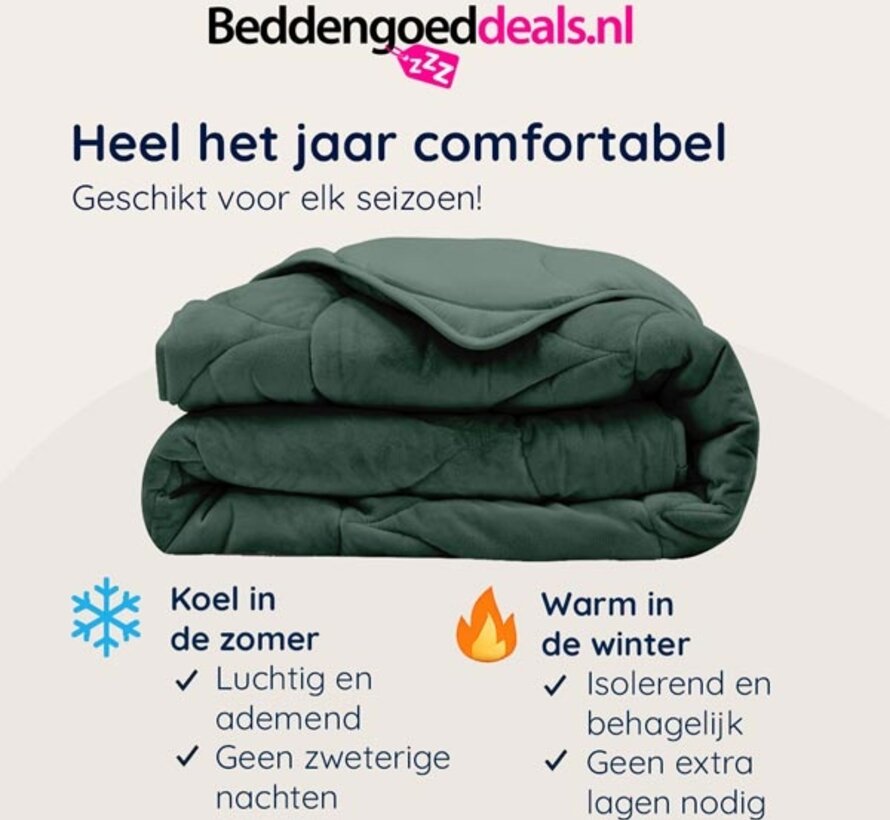 Dekbed Zonder Overtrek - Donkergroen Velvet