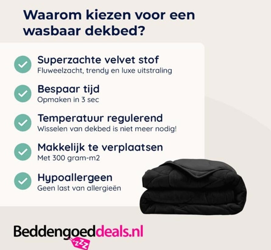 Dekbed Zonder Overtrek - Zwart Velvet
