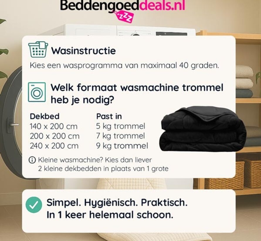 Dekbed Zonder Overtrek - Zwart Velvet