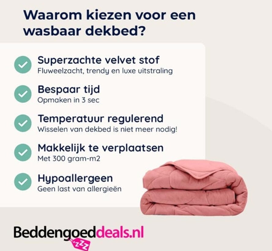 Dekbed Zonder Overtrek - Oud Roze Velvet