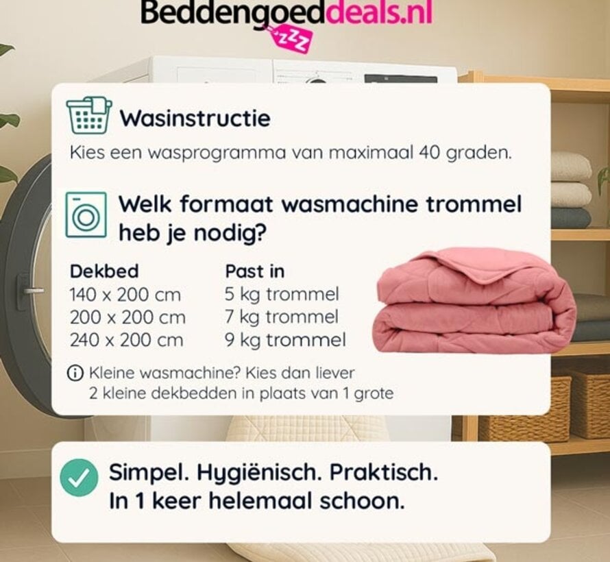 Dekbed Zonder Overtrek - Oud Roze Velvet