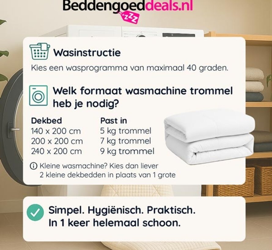 Dekbed Zonder Overtrek - Wit Waffle