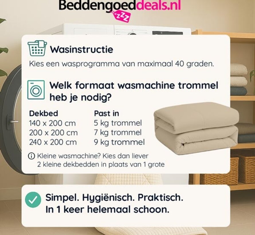 Dekbed Zonder Overtrek - Zand Waffle
