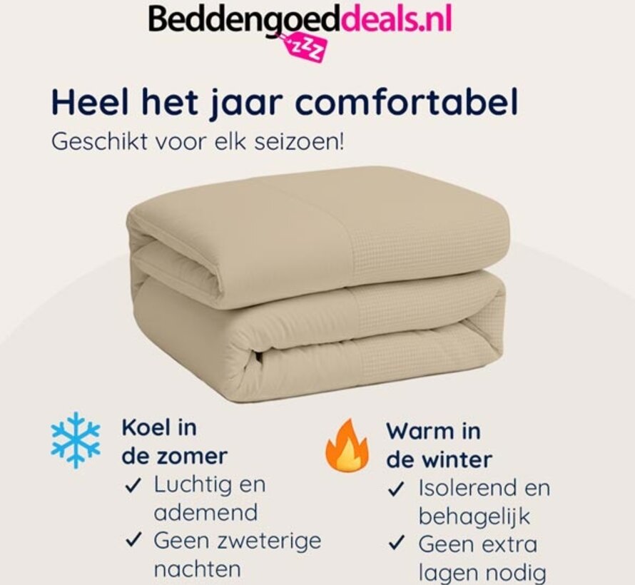 Dekbed Zonder Overtrek - Zand Waffle
