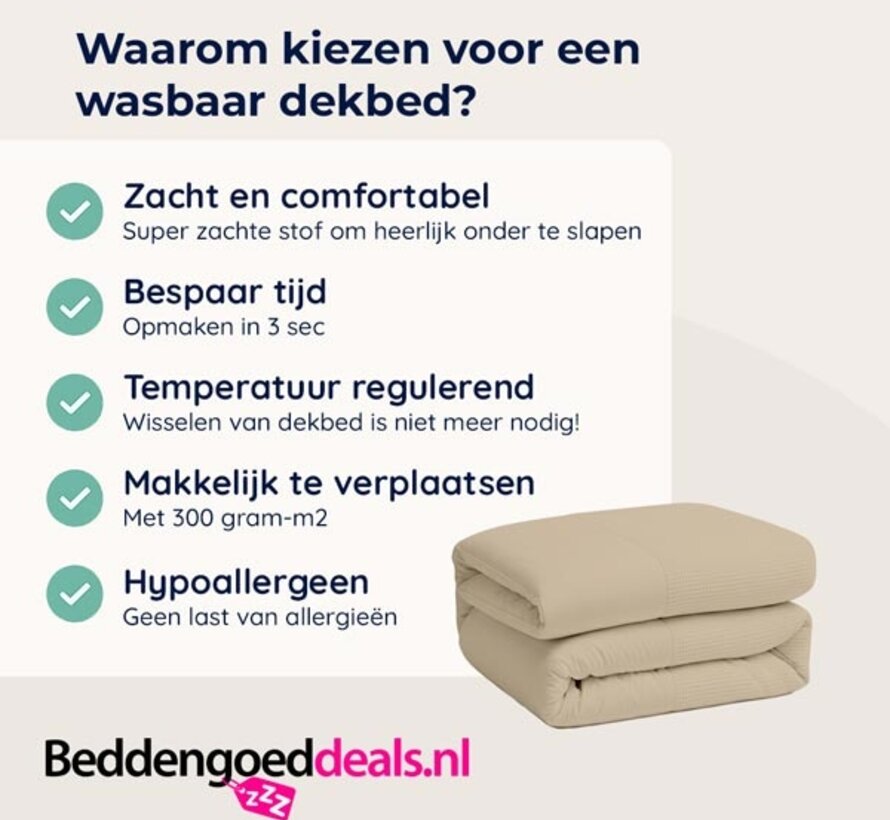 Dekbed Zonder Overtrek - Zand Waffle