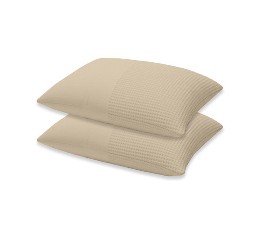 2-Pack: Kussenslopen - Zand Waffle