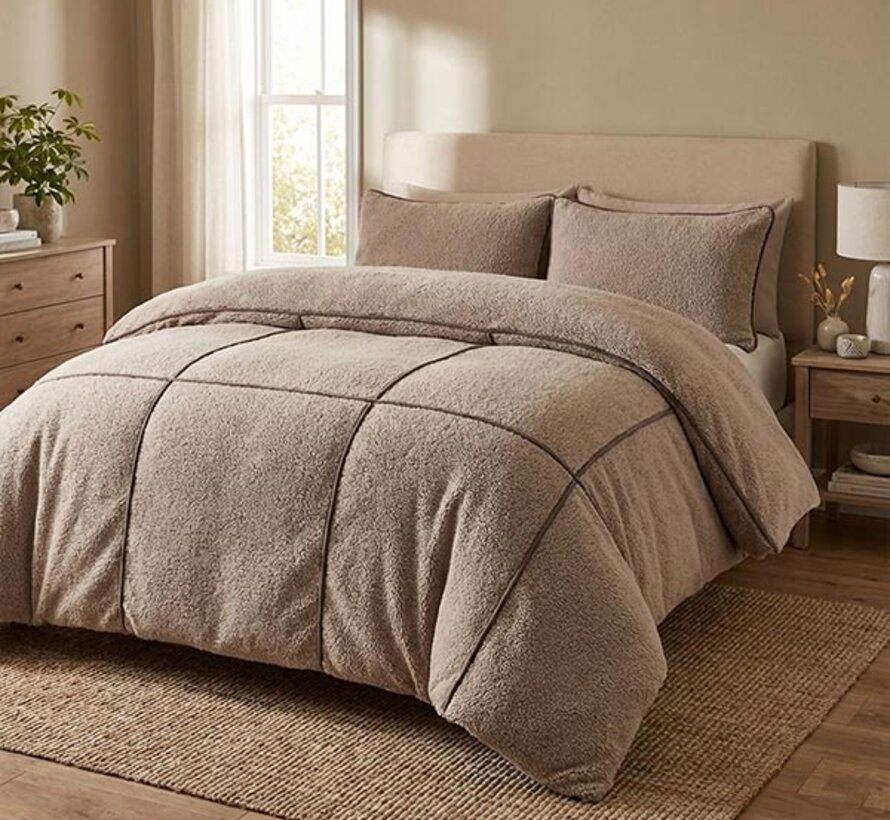 Trim Teddy - Taupe Dekbedovertrek