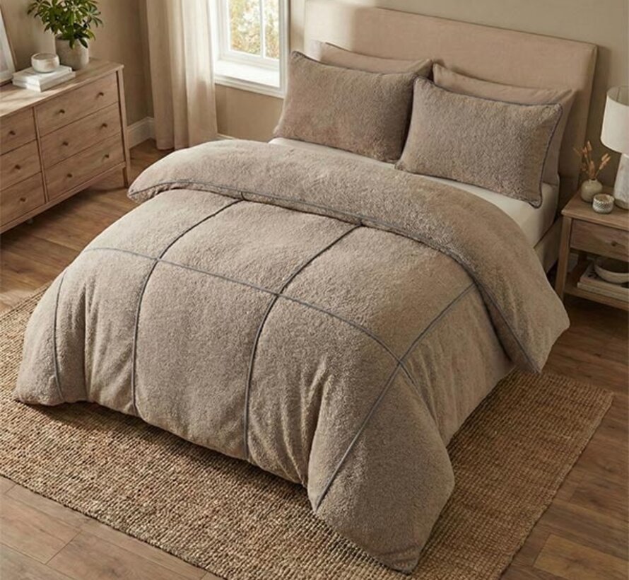 Trim Teddy - Donker Taupe Dekbedovertrek