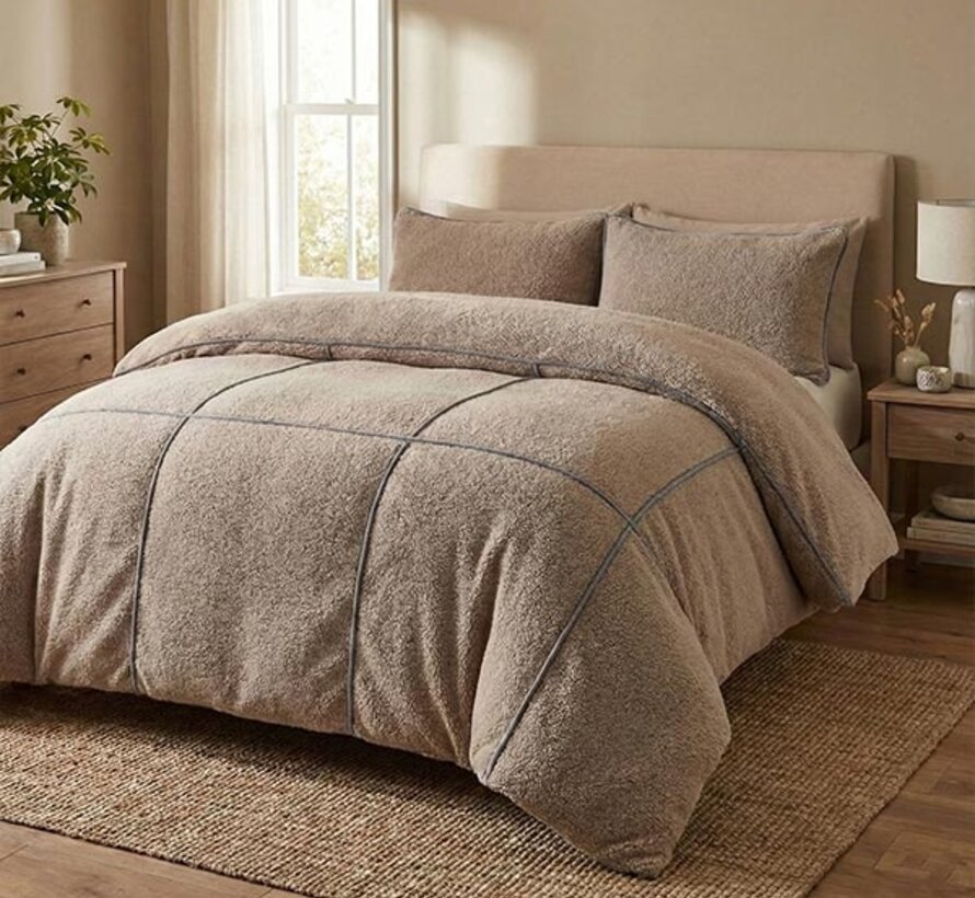 Trim Teddy - Donker Taupe Dekbedovertrek