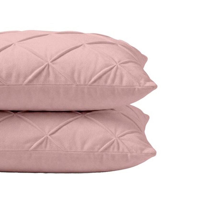 2-Pack: Kussenslopen - Roze Velvet Diamond Pintuck