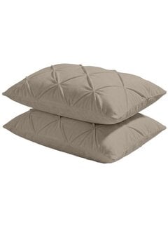 Whitelabel 2-Pack: Kussenslopen - Licht Taupe Velvet Diamond Pintuck