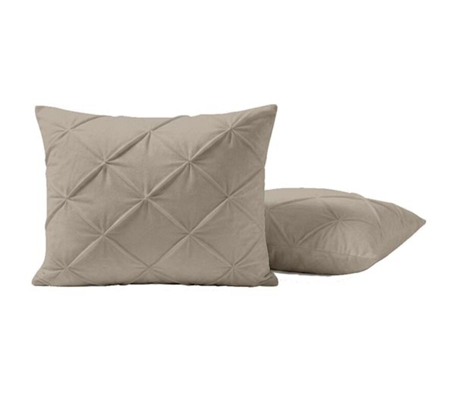 2-Pack: Kussenslopen - Licht Taupe Velvet Diamond Pintuck