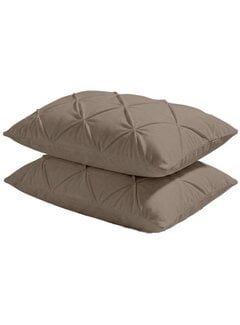 Whitelabel 2-Pack: Kussenslopen - Taupe Velvet Diamond Pintuck