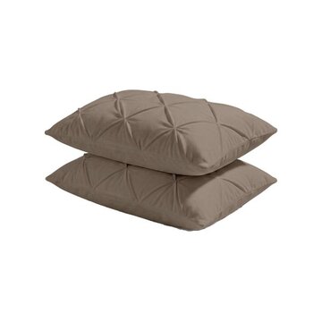 Whitelabel 2-Pack: Kussenslopen - Taupe Velvet Diamond Pintuck