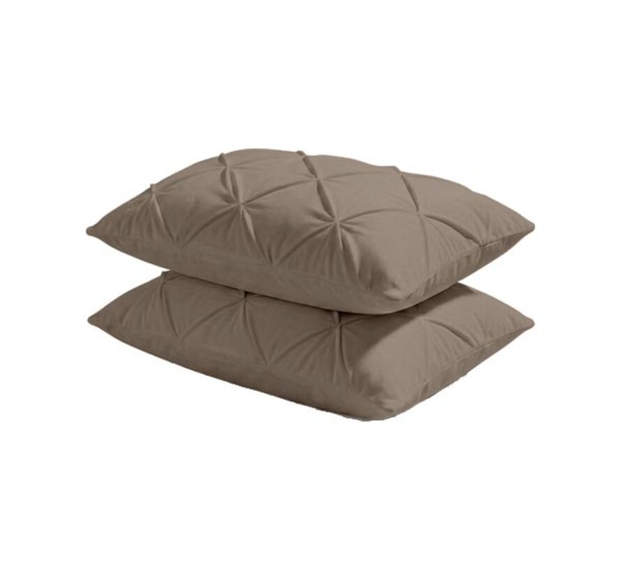 2-Pack: Kussenslopen - Taupe Velvet Diamond Pintuck