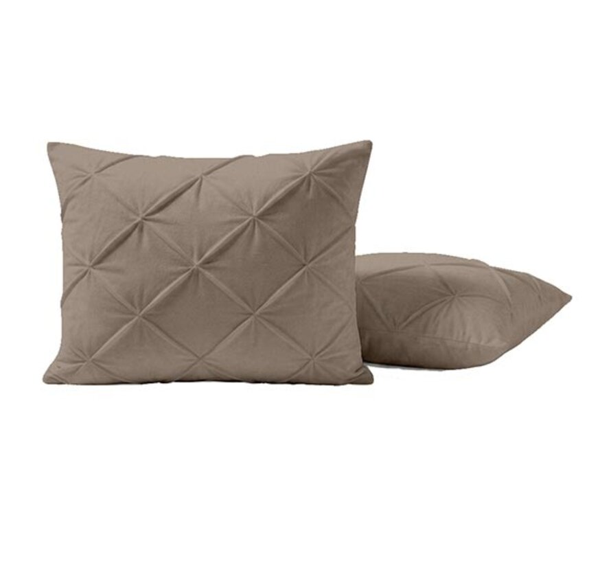 2-Pack: Kussenslopen - Taupe Velvet Diamond Pintuck