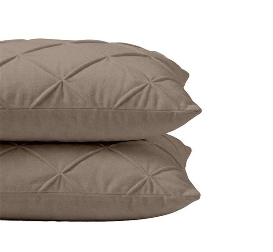 2-Pack: Kussenslopen - Taupe Velvet Diamond Pintuck
