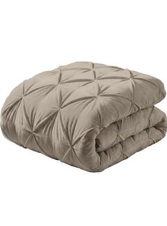 Whitelabel Dekbed Zonder Overtrek - Licht Taupe Velvet Diamond Pintuck