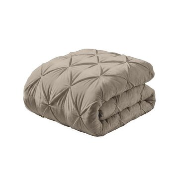 Whitelabel Dekbed Zonder Overtrek - Licht Taupe Velvet Diamond Pintuck