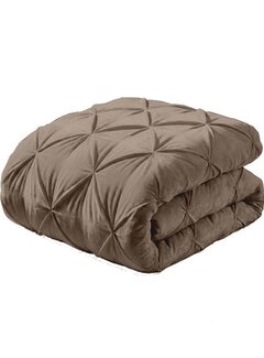 Whitelabel Dekbed Zonder Overtrek - Taupe Velvet Diamond Pintuck