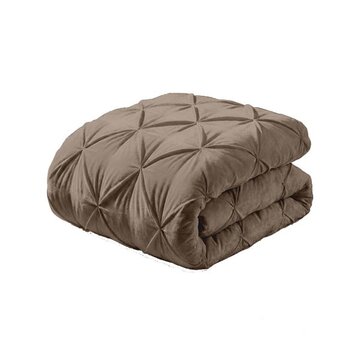 Whitelabel Dekbed Zonder Overtrek - Taupe Velvet Diamond Pintuck