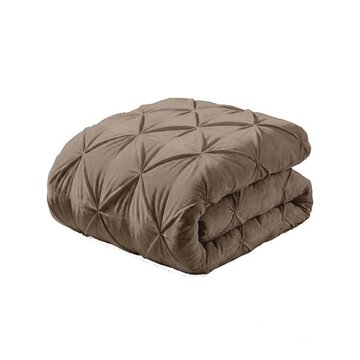 Whitelabel Dekbed Zonder Overtrek - Taupe Velvet Diamond Pintuck