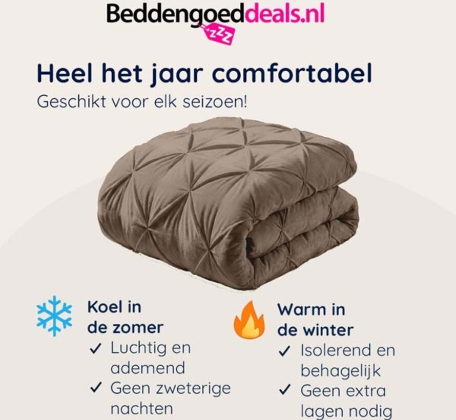 Dekbed Zonder Overtrek - Taupe Velvet Diamond Pintuck