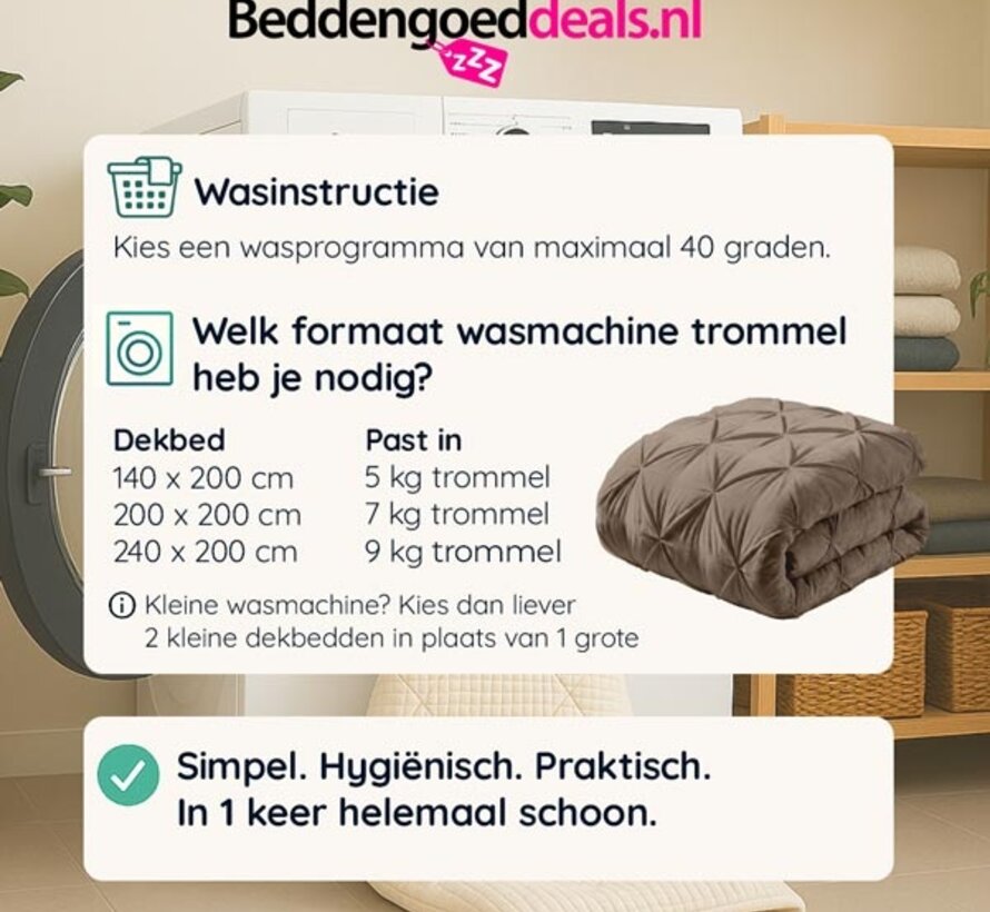 Dekbed Zonder Overtrek - Taupe Velvet Diamond Pintuck