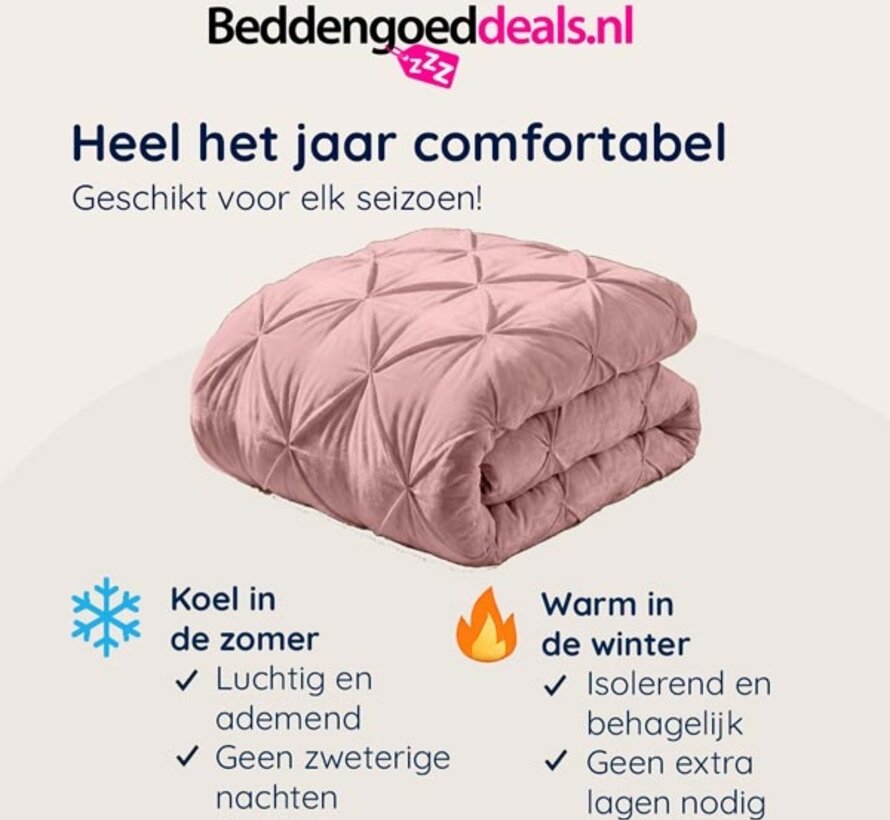 Dekbed Zonder Overtrek - Roze Velvet Diamond Pintuck