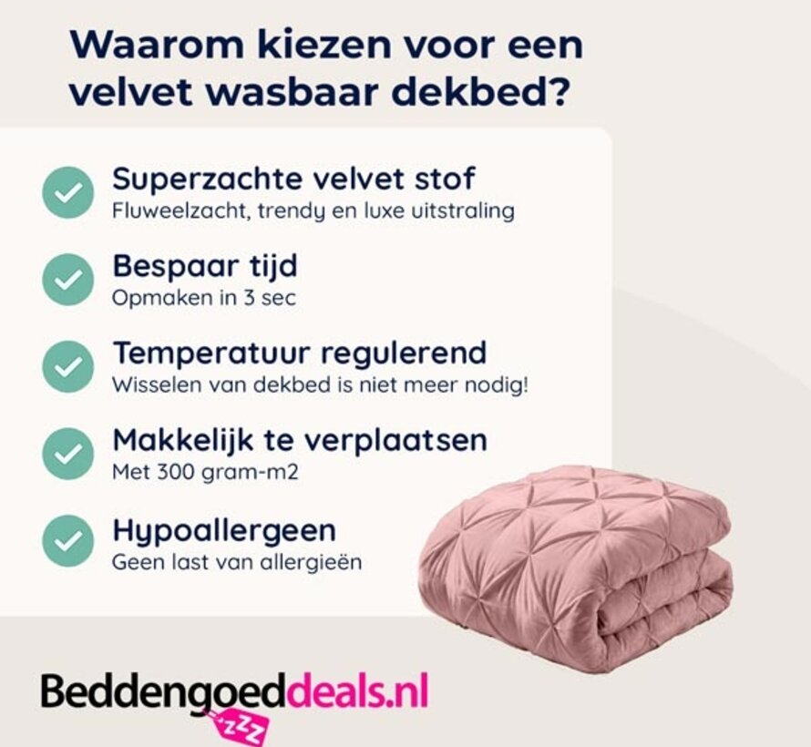 Dekbed Zonder Overtrek - Roze Velvet Diamond Pintuck