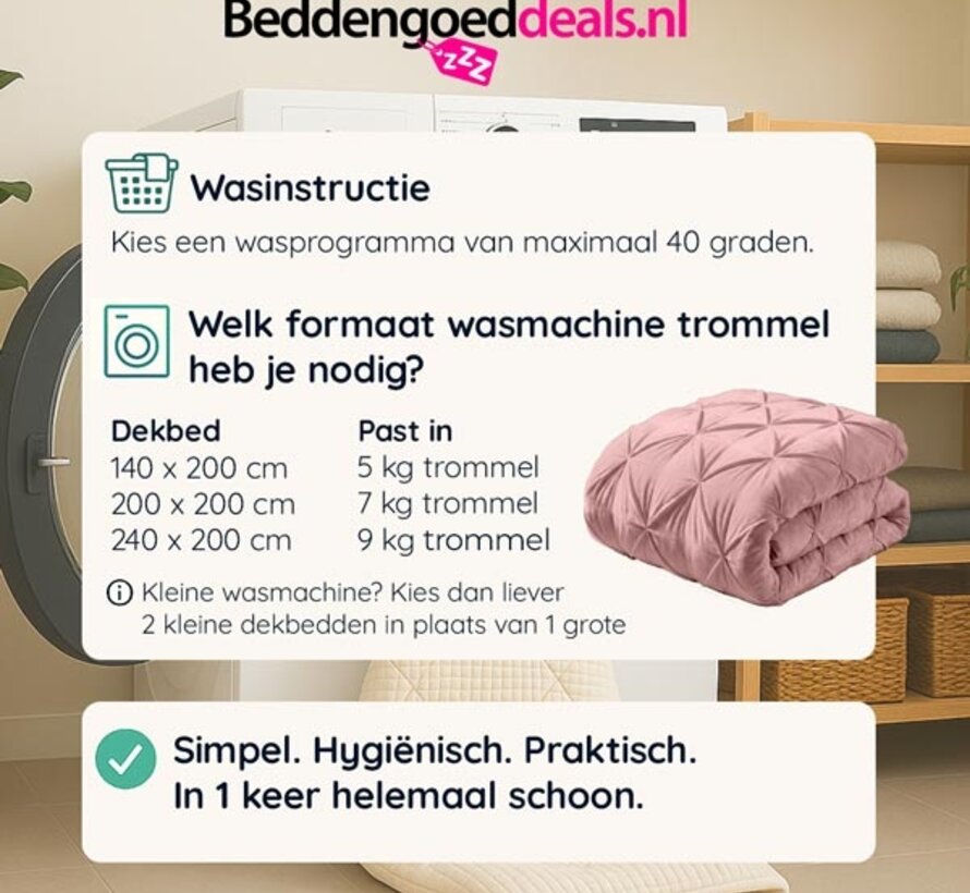 Dekbed Zonder Overtrek - Roze Velvet Diamond Pintuck