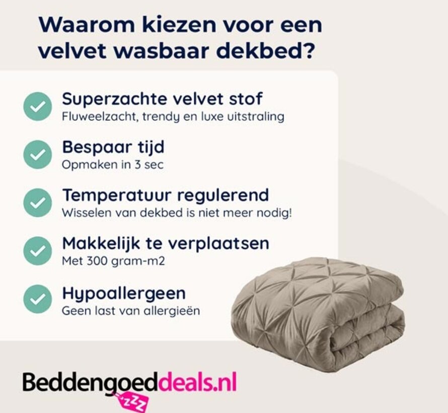 Dekbed Zonder Overtrek - Licht Taupe Velvet Diamond Pintuck
