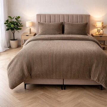 Sleeptime Rib Teddy - Taupe Dekbedovertrek