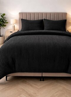 Sleeptime Rib Teddy - Antraciet/Zwart Dekbedovertrek