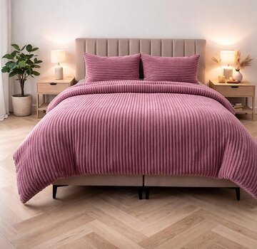 Sleeptime Rib Teddy - Oud Roze Dekbedovertrek