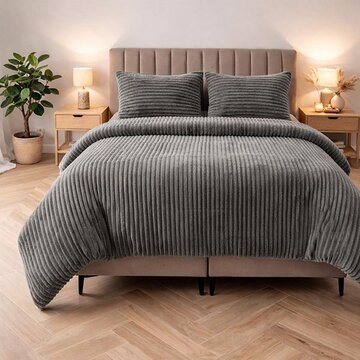 Sleeptime Rib Teddy - Grijs Dekbedovertrek