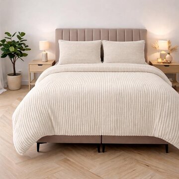 Sleeptime Rib Teddy - Beige Dekbedovertrek