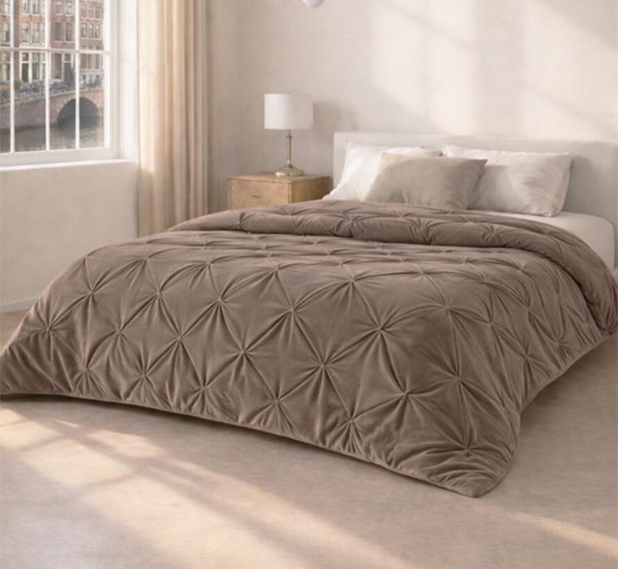 Dekbed Zonder Overtrek - Taupe Velvet Diamond Pintuck