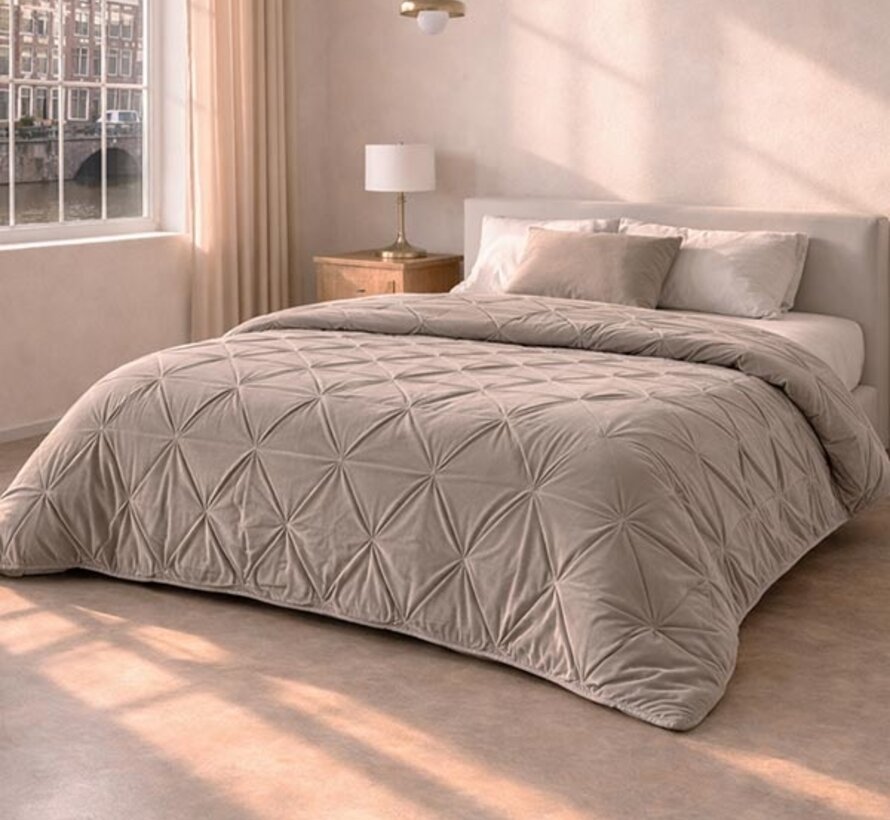 Dekbed Zonder Overtrek - Licht Taupe Velvet Diamond Pintuck