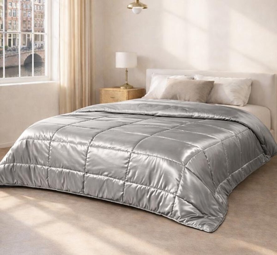Dekbed Zonder Overtrek - Zilvergrijs Satin