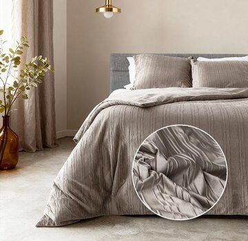 Sleeptime Velvet Lining - Taupe/Grijs Dekbedovertrek