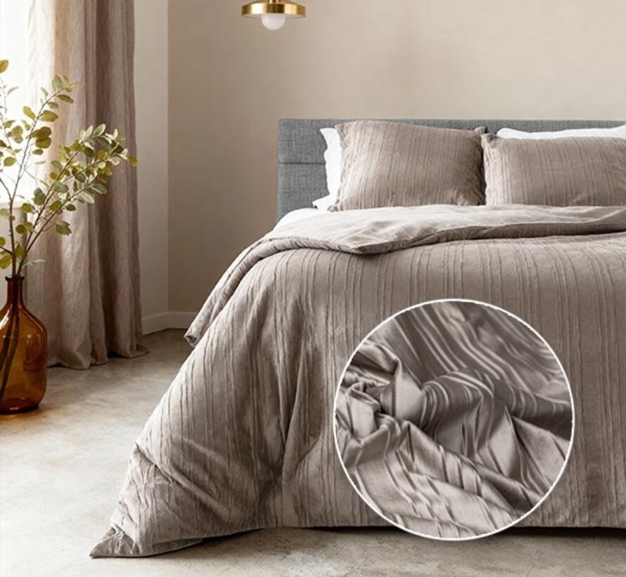 Velvet Lining - Taupe/Grijs Dekbedovertrek