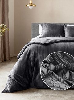 Sleeptime Velvet Lining - Antraciet/Zwart Dekbedovertrek