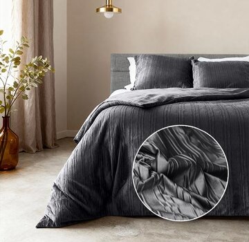Sleeptime Velvet Lining - Antraciet/Zwart Dekbedovertrek
