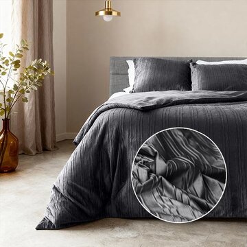Sleeptime Velvet Lining - Antraciet/Zwart Dekbedovertrek