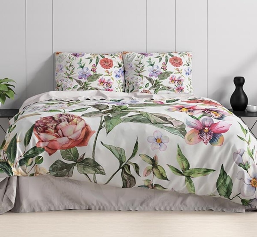 Ophelia - Wit/Multi Dekbedovertrek