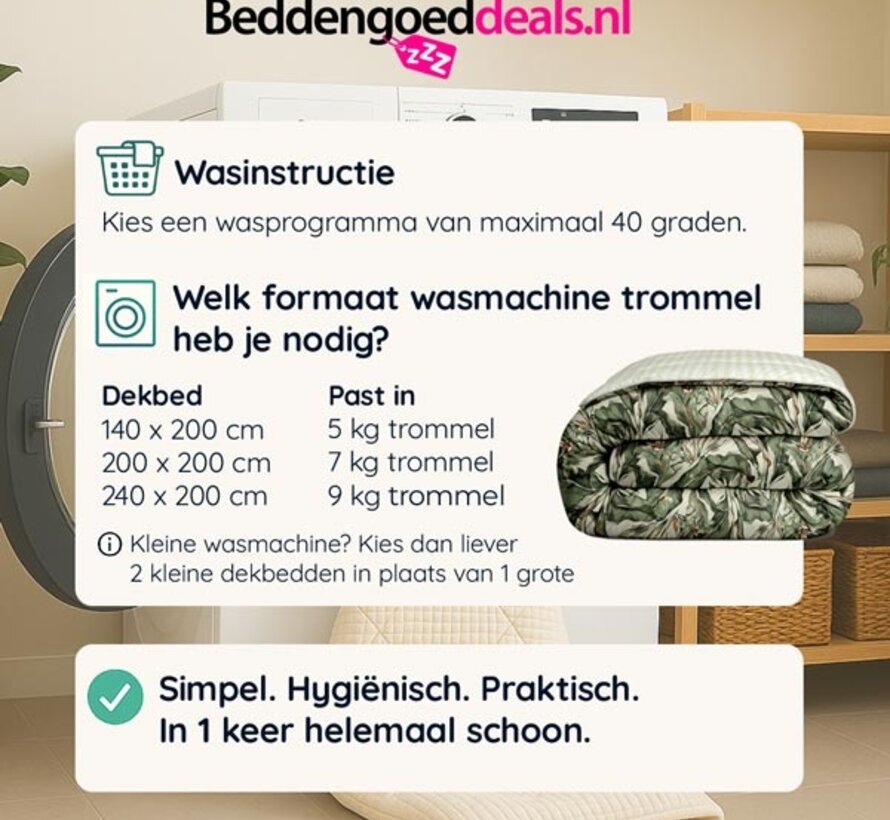 Dekbed Zonder Overtrek - Floral Green