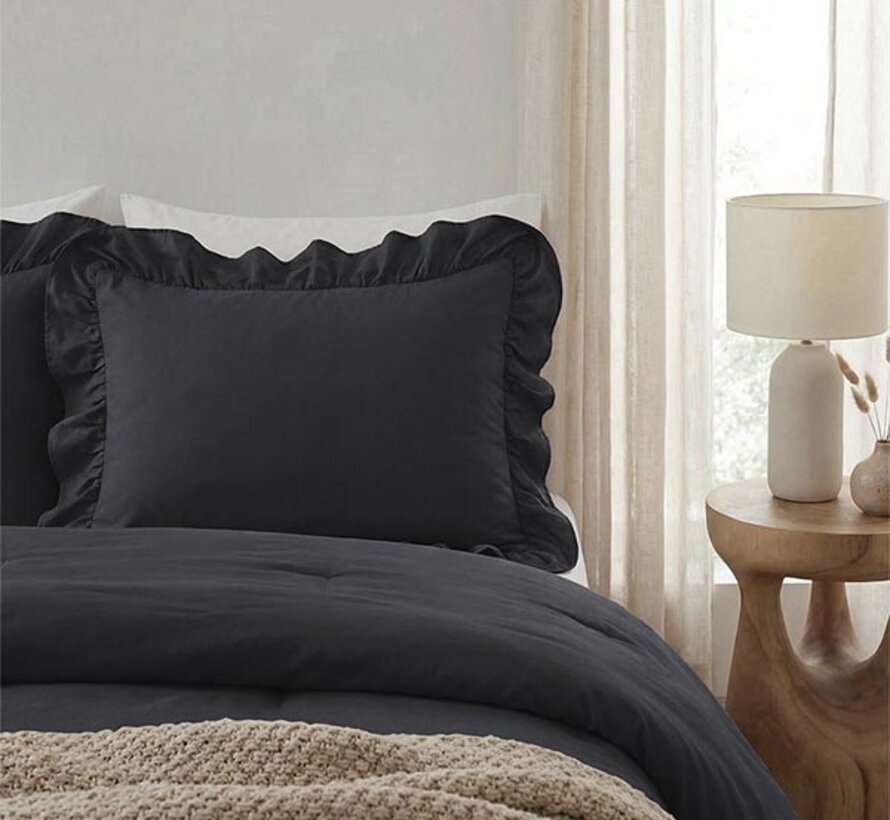 2-Pack: Kussenslopen - Antraciet Ruffles