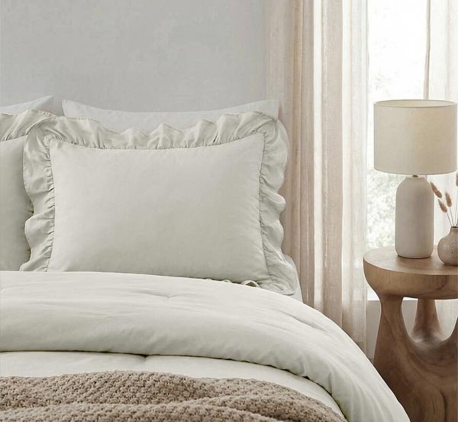 2-Pack: Kussenslopen - Gebroken Wit Ruffles