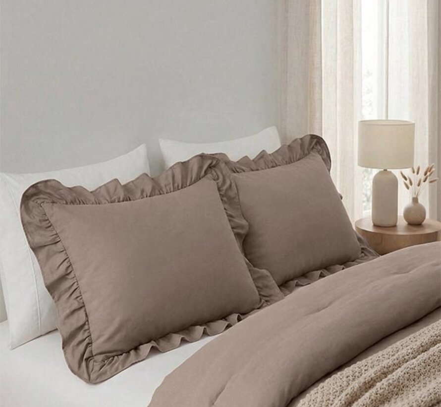 2-Pack: Kussenslopen - Taupe Ruffles